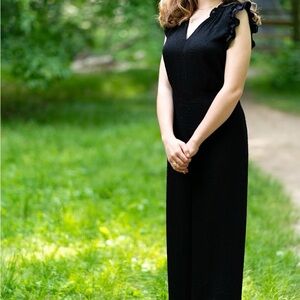 Greylin Black Ruffled Jumpsuit